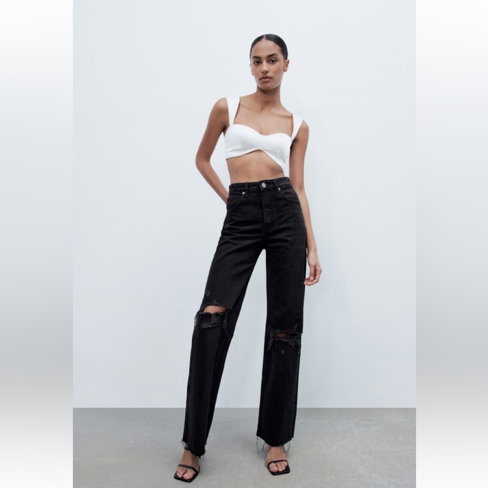Zara Wide Leg Black Jeans